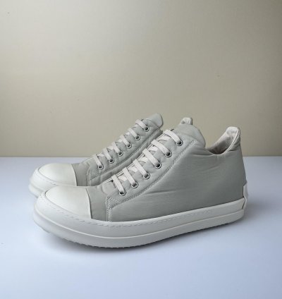 NEW Rick Owens Strobe Cotton Low Sneakers Pearl Milk