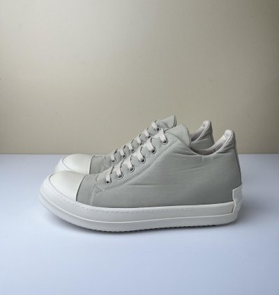 NEW Rick Owens Strobe Cotton Low Sneakers Pearl Milk