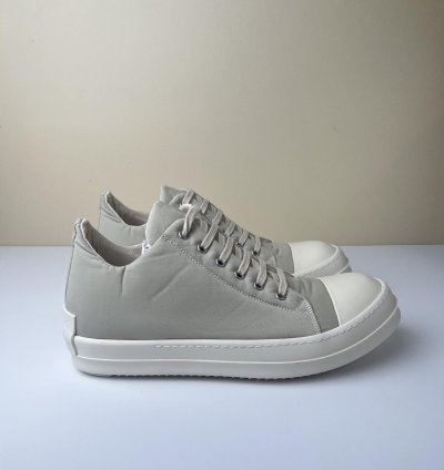 NEW Rick Owens Strobe Cotton Low Sneakers Pearl Milk