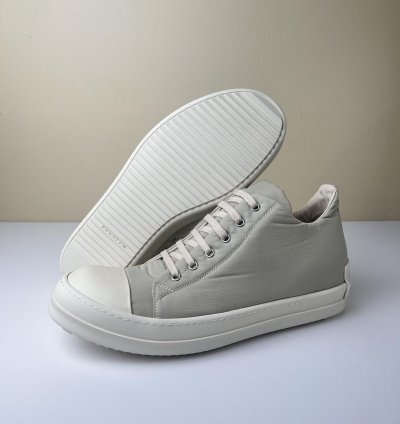 NEW Rick Owens Strobe Cotton Low Sneakers Pearl Milk