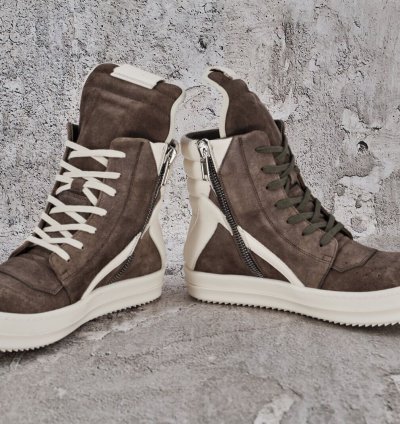 NIB RICK OWENS GEOBASKET HI TOP LEATHER SNEAKERS 41 1190