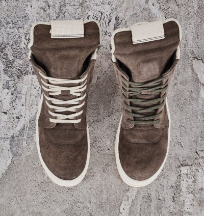 NIB RICK OWENS GEOBASKET HI TOP LEATHER SNEAKERS 41 1190