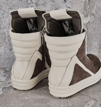 NIB RICK OWENS GEOBASKET HI TOP LEATHER SNEAKERS 41 1190