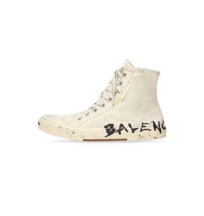 o1mt1gz0824 Paris High Top Graffiti Sneaker in Cream