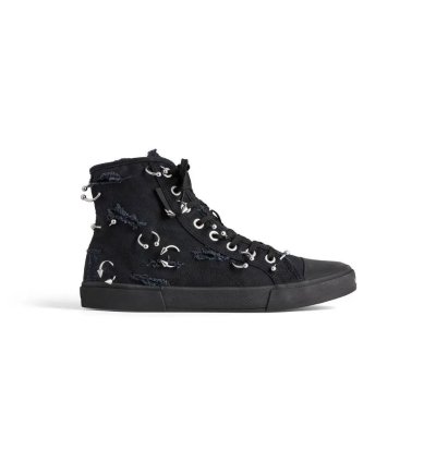 o1mt1gz1224 Paris High Top Sneaker With Piercings in Black