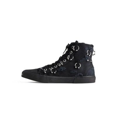 o1mt1gz1224 Paris High Top Sneaker With Piercings in Black