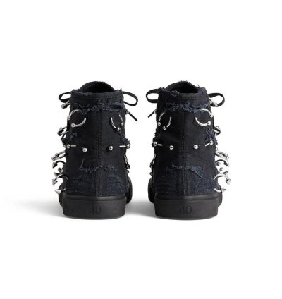 o1mt1gz1224 Paris High Top Sneaker With Piercings in Black