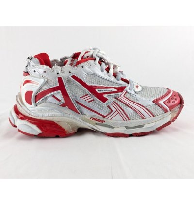 o1rshd1 Bicolor Mesh Runner in White Red