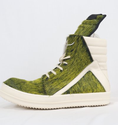 o1rshd11223 Men Green Geo-basket High Top Sneakers
