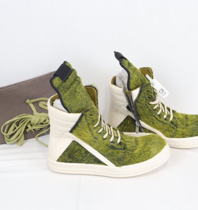 o1rshd11223 Men Green Geo-basket High Top Sneakers