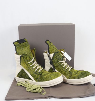 o1rshd11223 Men Green Geo-basket High Top Sneakers