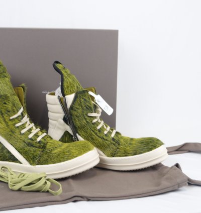 o1rshd11223 Men Green Geo-basket High Top Sneakers