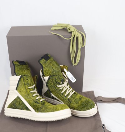 o1rshd11223 Men Green Geo-basket High Top Sneakers