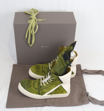 o1rshd11223 Men Green Geo-basket High Top Sneakers