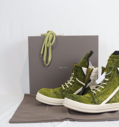 o1rshd11223 Men Green Geo-basket High Top Sneakers