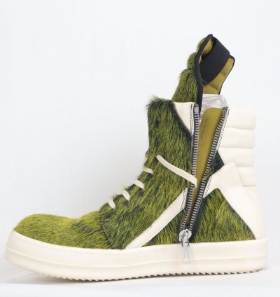 o1rshd11223 Men Green Geo-basket High Top Sneakers