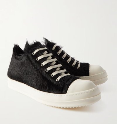 PONY HAIR FUR RAMONES SS24 LIDO BLACK CALF FURRY LOW SNEAKS