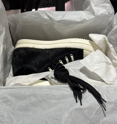 PONY HAIR FUR RAMONES SS24 LIDO BLACK CALF FURRY LOW SNEAKS