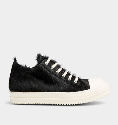 PONY HAIR FUR RAMONES SS24 LIDO BLACK CALF FURRY LOW SNEAKS