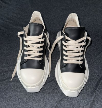 Rick Owen DRKSHDW Strobe Leather Abstract Low Black Milk