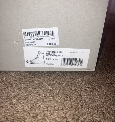 Rick Owen Hi Top