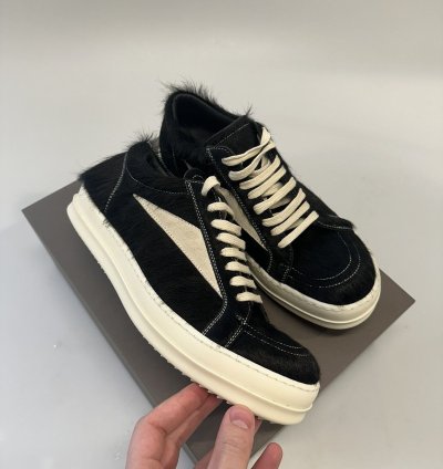 Rick Owen Mainline Vintage Low Top Pony Hair Sneaker