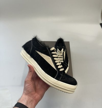 Rick Owen Mainline Vintage Low Top Pony Hair Sneaker