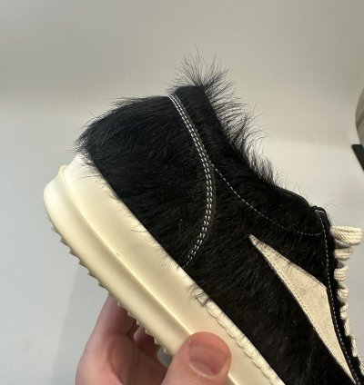 Rick Owen Mainline Vintage Low Top Pony Hair Sneaker