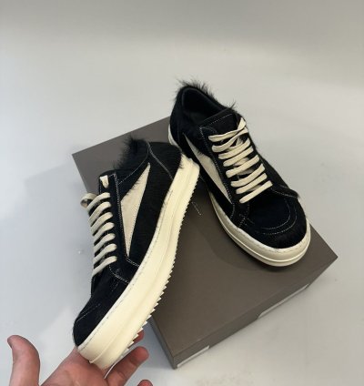 Rick Owen Mainline Vintage Low Top Pony Hair Sneaker