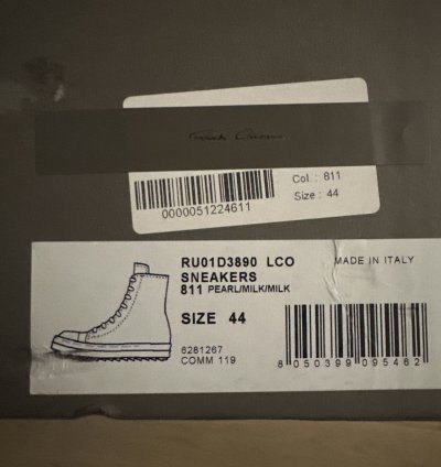 Rick Owen Pearl Milk HI Sneaker
