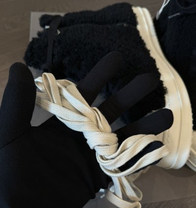 Rick Owen Shearling Sherpa Ramone high top sneakers