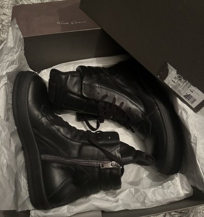 Rick Owens all black geo basket sz 43 nwb