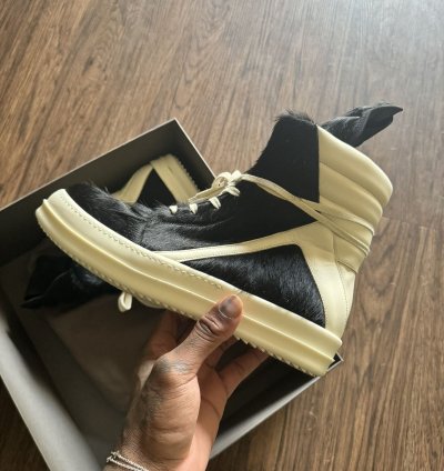 RICK OWENS Black Fur Sneakers