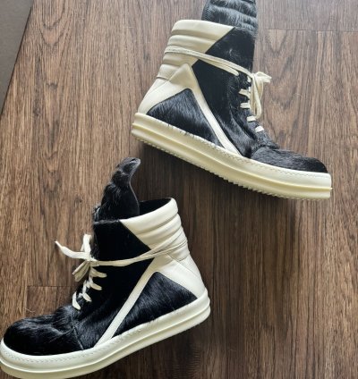 RICK OWENS Black Fur Sneakers