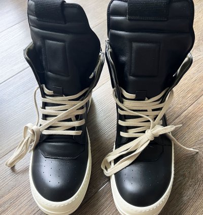 RICK OWENS BLACK GEOBASKET SNEAKER