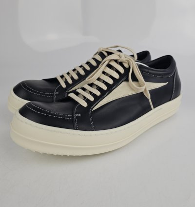 Rick Owens Black Milk Vintage Leather Sneakers New Size 42