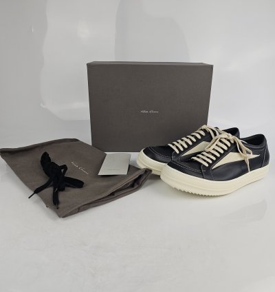 Rick Owens Black Milk Vintage Leather Sneakers New Size 42