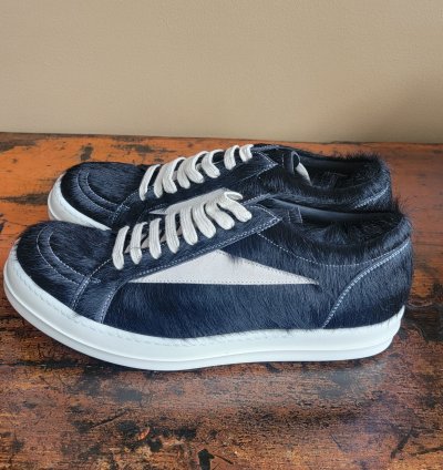 Rick Owens Black Milk Vintage Ponyhair Sneakers New Size 12