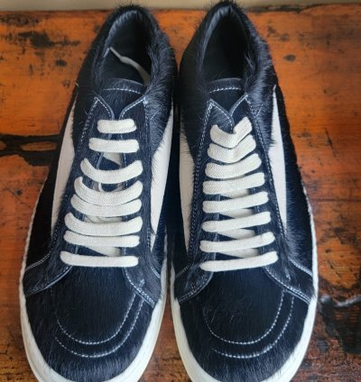 Rick Owens Black Milk Vintage Ponyhair Sneakers New Size 12