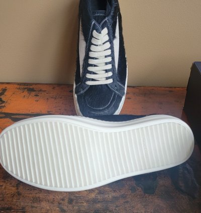 Rick Owens Black Milk Vintage Ponyhair Sneakers New Size 12