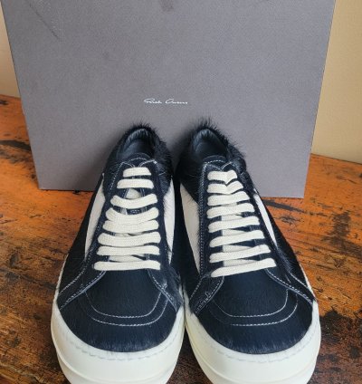Rick Owens Black Milk Vintage Ponyhair Sneakers New Size 12