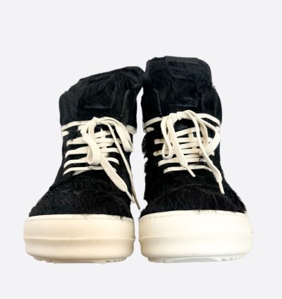 Rick Owens Black White Cowhair Geobaskets
