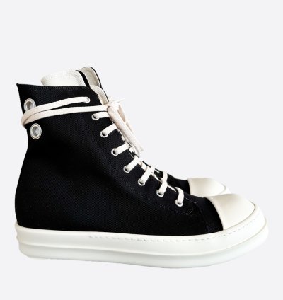 Rick Owens Black White Hightop Sneakers