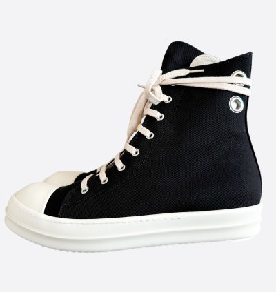 Rick Owens Black White Hightop Sneakers