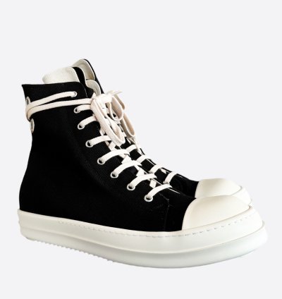 Rick Owens Black White Hightop Sneakers