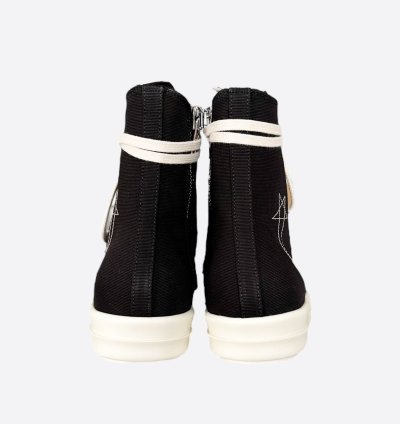 Rick Owens Black White Pentagram High Top Sneakers
