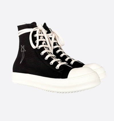 Rick Owens Black White Pentagram High Top Sneakers