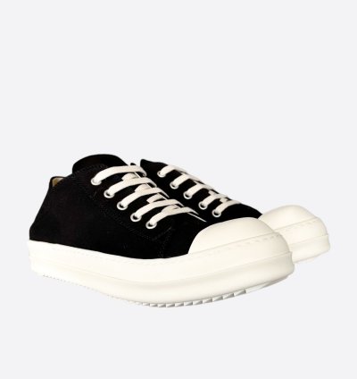 Rick Owens Black White Slip-On Low Top Sneakers
