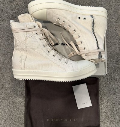 Rick Owens Chalk White Canvas Pentagram Embroidered Ramones