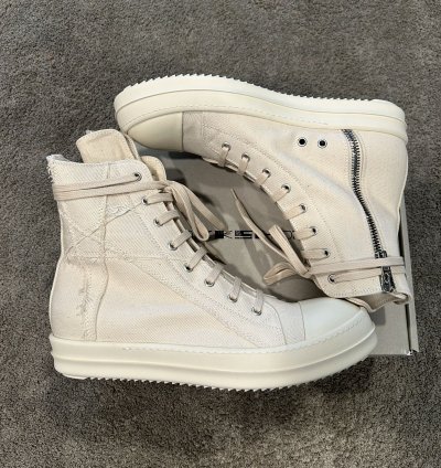 Rick Owens Chalk White Canvas Pentagram Embroidered Ramones